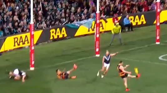 Josh Jenkins’ controversial kick for goal in the last minutes of Showdown 45 has brought the AFL score review system under review.