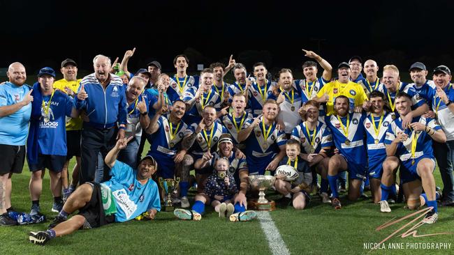 Beerwah Bulldogs celebrate winning the 2023 Sunshine Coast A-grade title. Picture: Nicola Anne Photography