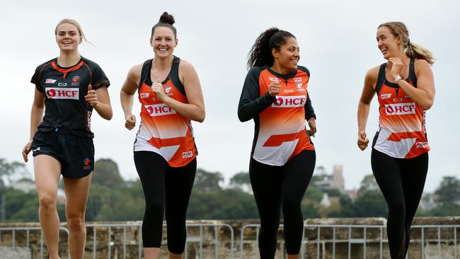 Giants Netball defenders from left Matilda McDonell, Sam Poolman, Kristiana Manu'a and Teigan O’Shannassy will all play again in 2020.