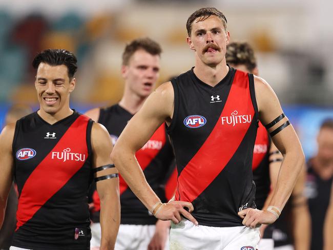 AFL Round 15. West Coast Eagles vs Essendon at the Gabba, Brisbane. 01/09/2020...  Joe Daniher and disappointed teammates after tonights loss  . Pic: Michael Klein