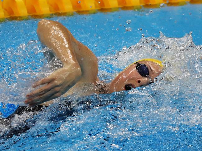 Australia's Cate Campbell swims an Olympic Record time in the Women's 100m Freestyle Semi final on day five of the swimmingat the Rio 2016 Olympic Games. Picture. Brett Costello