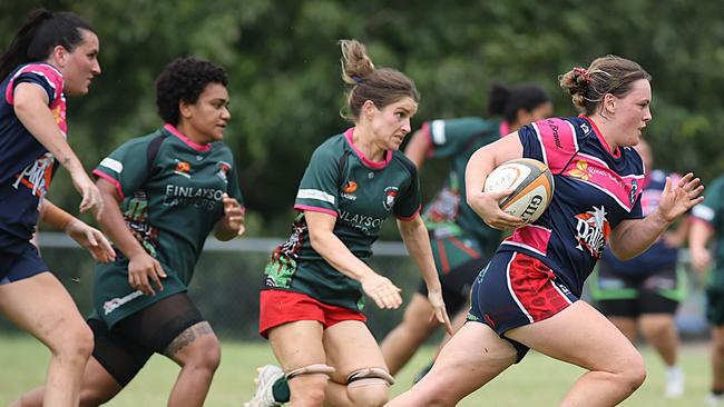 Roxy Mahoney-Gilchrist making a carry for the Palmerston Crocs in Round 13 of the 2024-25 season. Picture: From The Sideline Sports Photography