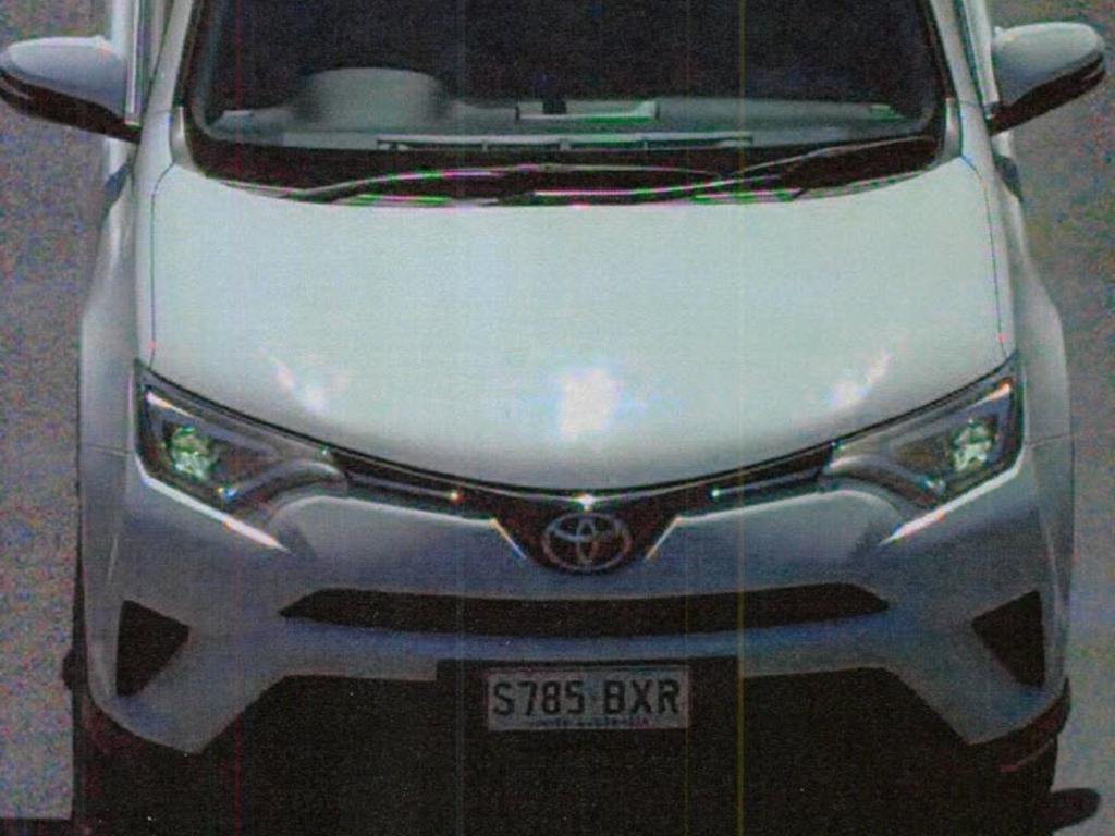 Ms Tates car, a white 2017 Toyota Rav 4 with South Australian registration S785 BXR. Picture: Supplied by the Federal Circuit Court