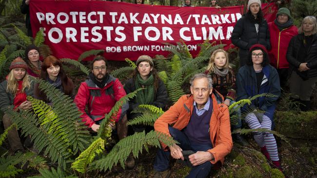 Bob Brown at the Tarkine camp. Picture: MATTHEW NEWTON