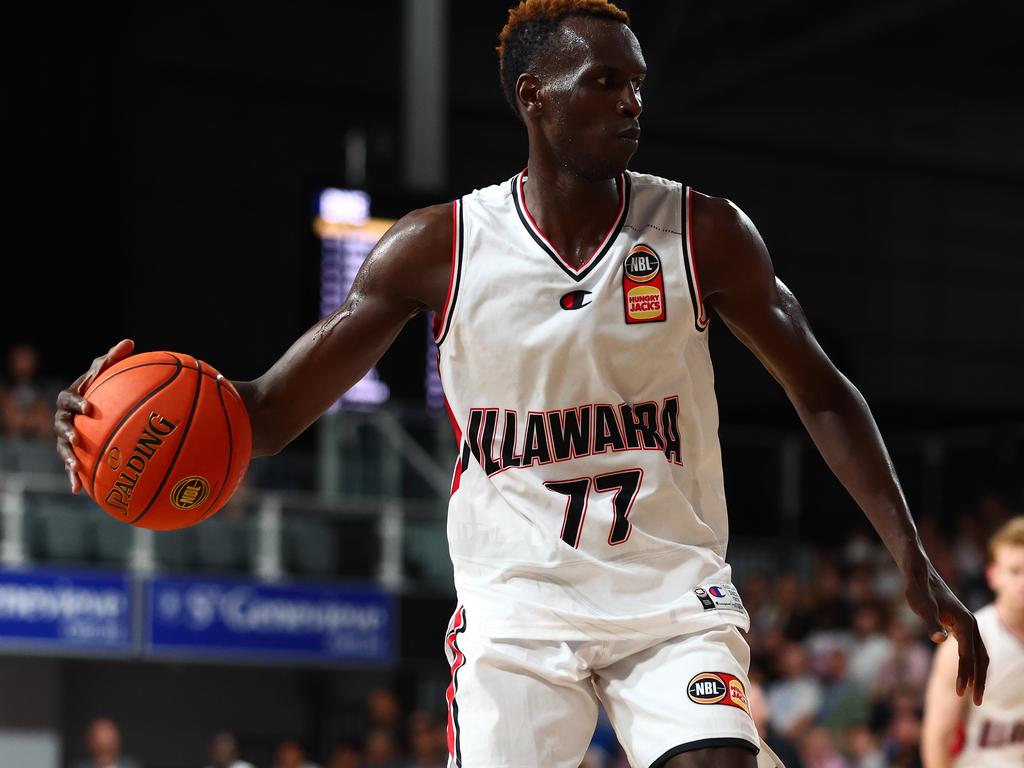 On another dismal night for the Hawks, Deng Deng top-scored. Picture: Chris Hyde/Getty Images