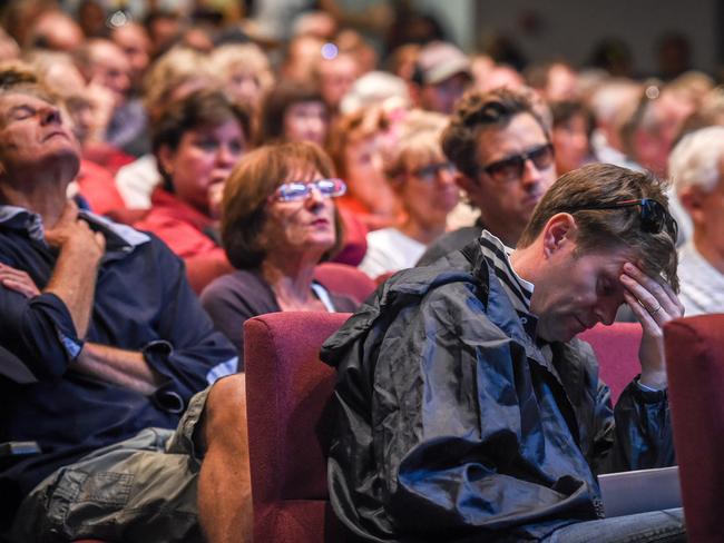 Residents gather at a community meeting in Lorne. Picture: Jake Nowakowski