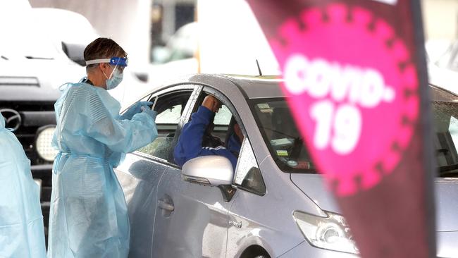 A busy COVID-19 testing station in Otara Town Centre in Auckland, New Zealand. Picture: Getty Images