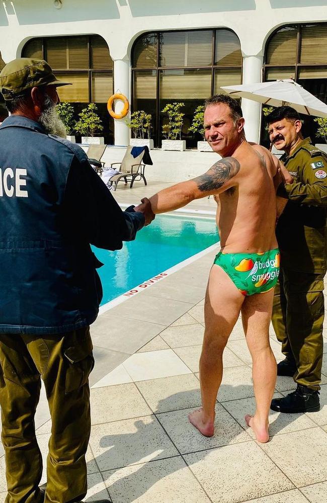 Michael Slater’s Instagram post while in Pakistan in 2020 read: “Oh dear, forget isolation in Australia it looks like cell isolation in Lahore. The budgy smugglers have created a problem. All I was doing was asking if they have mangoes!!!!!.”