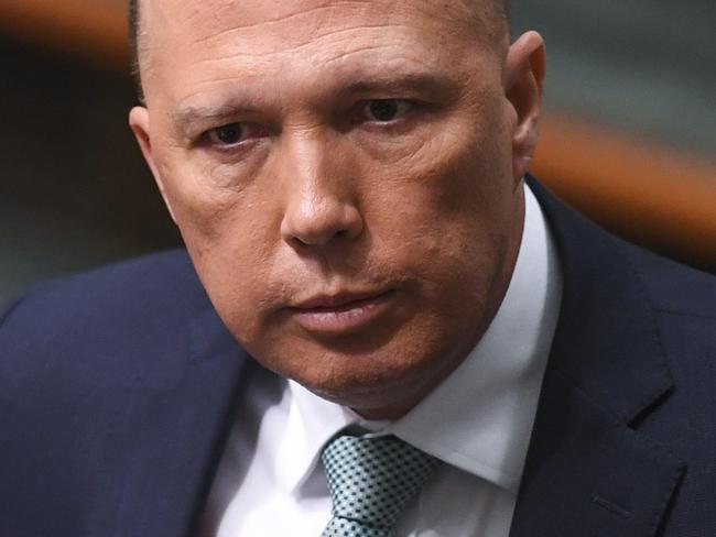 Former Australian Home Affairs Minister Peter Dutton is seen during a vote to adjourn the House of Representatives at Parliament House in Canberra, Thursday, August 23, 2018.  (AAP Image/Lukas Coch) NO ARCHIVING