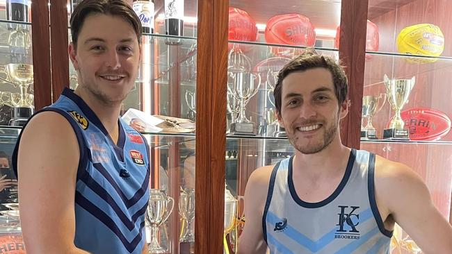 Cody Griffiths (left) has been a standout for Kersbrook in 2024. Picture: Kersbrook Football Club