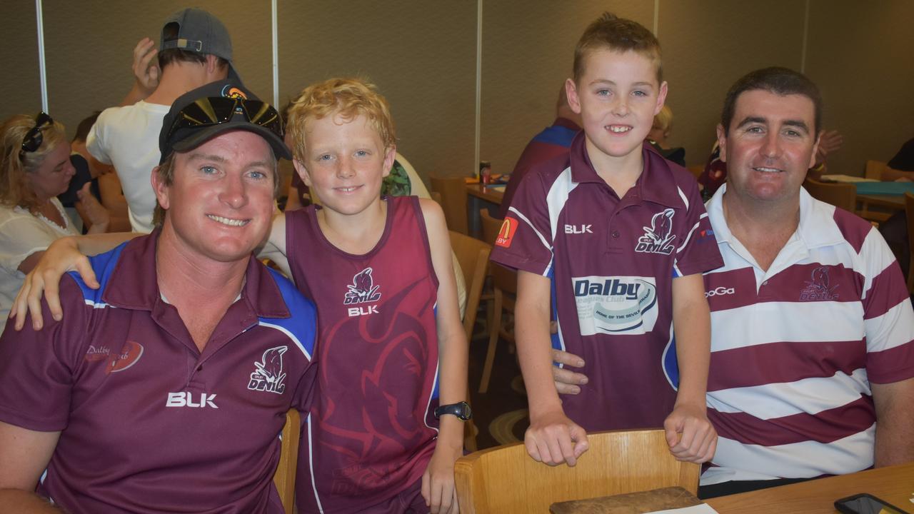 DALBY DEVILS: Brenton and Myron McMillan with Bronson and Brant Barnett at the Dalby Leagues Club.