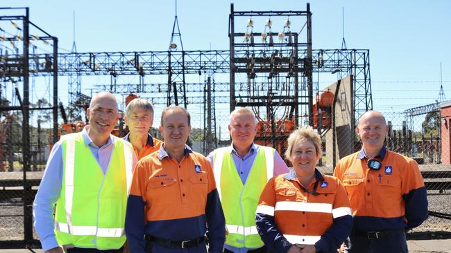 Minister for Energy and Renewables Nick Duigan, TMEC chief executive Ray Mostogl, Liberty Bell Bay general manager Paul Venter, Premier Jeremy Rockliff, Liberty Bell Bay executive assistant Tracey Etchells and Liberty Bell Bay HSEC Mark Harriss. Picture Stephanie Dalton