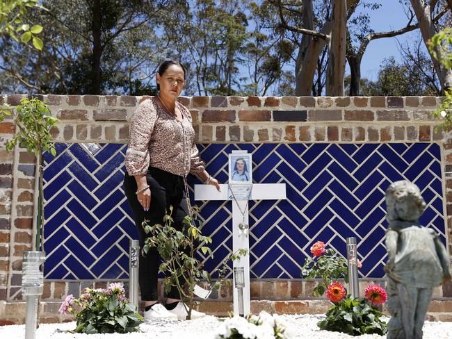 Samantha Trimarchi has a memorial garden for her daughter Gabby McLennan at their home in Tahmoor. Picture: Jonathan Ng