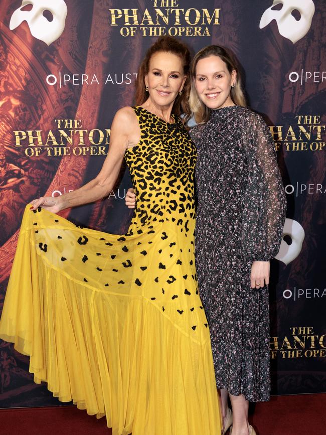 Burchmore and daughter Lexie Jeuniewic on the red carpet at the Melbourne Phantom of the Opera opening. Picture: David Geraghty