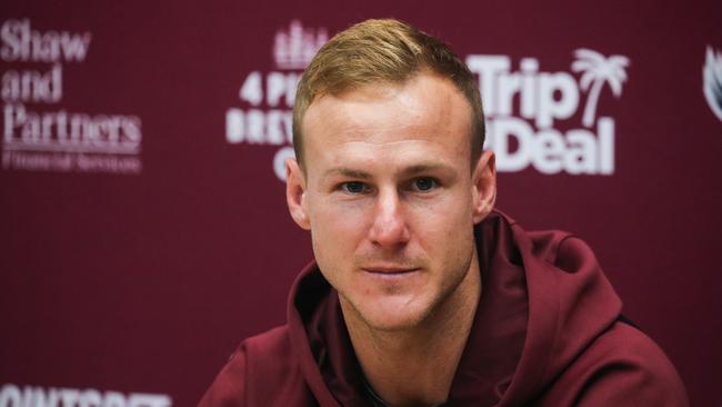 Manly Sea Eagles Captain Daly Cherry-Evans addresses the media at Tuesday’s press conference. Picture: NCA Newswire / Gaye Gerard