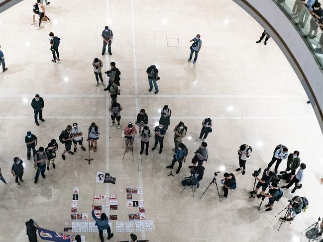 Pro-democracy supporters take part in a rally at a shopping mall in Hong Kong, China. Picture: Getty Images)