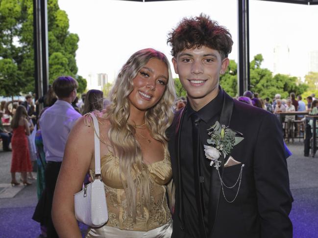 Lily Bellamy and Jett Tory at the Coomera Anglican College Formal at HOTA. Picture: Marcelo Lang.