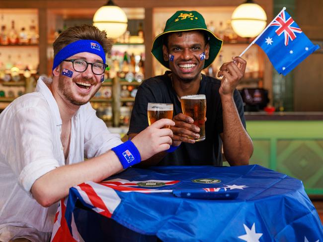 Daily Telegraph. 02, December, 2024.Cormac De Ruyter and Aruna Sampath, at TheWolly Bay Hotel, today, which will be celebrating Australia Day next year.Picture: Justin Lloyd.