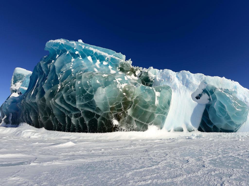 A jade iceberg, such as the one pictured above, is one of the many natural features Nuyina scientists will be investigating in Antarctic. Picture: Peter Layt/Australian Antarctic Division.