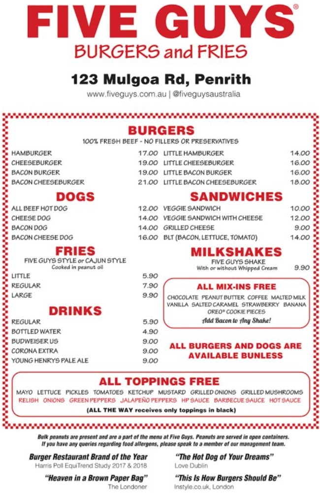 5 guys deals prices