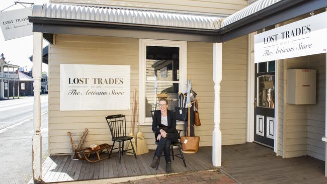 Shop front: Lisa Rundell at her Piper Street store. Lisa and her husband, chair maker Glen, started the Lost Trades Fair in 2014. Picture: Zoe Phillips