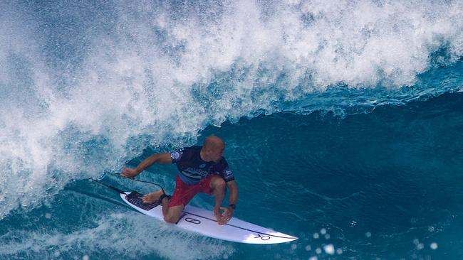 Pro surfer Kelly Slater in action. Picture: Brian Bielmann / AFP