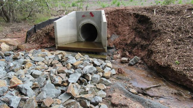 Water coming out of the storm water drain, which is 5m from the couple’s back boundary.