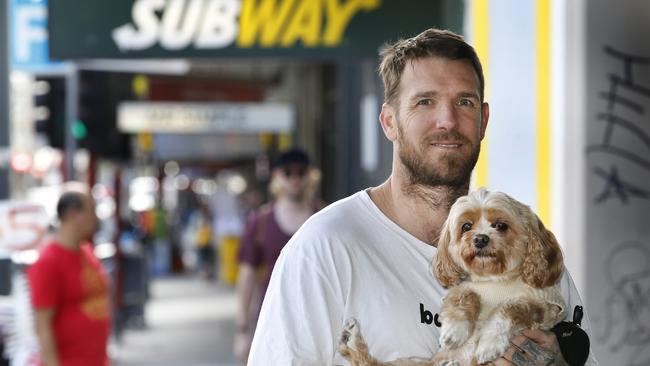 Dane Swan with his dog Barney. Picture: David Caird