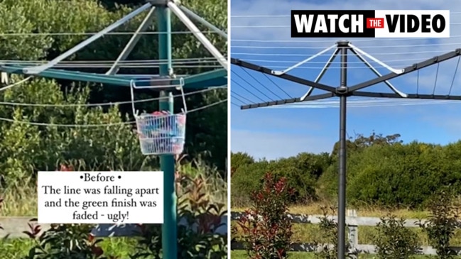 The correct way to tighten the lines on a Rotary Washing Line