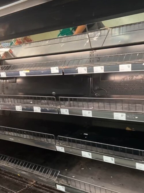 Supermarket shelves have been stripped in Port Hedland. Picture: Jennefer Morales/ Facebook