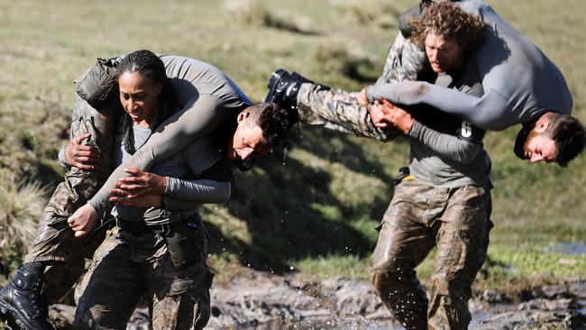 Merrick Watts, Sabrina Frederick, Nick 'Honey Badger' Cummins and James Magnussen on SAS Australia.