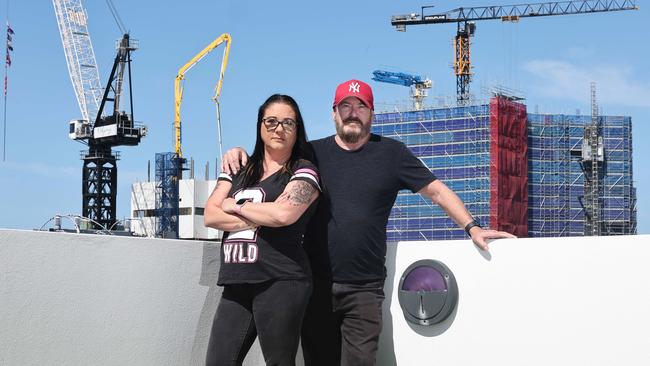 Sonja and Michael Goodspeed’s overlooks a construction area. Picture: Glenn Hampson