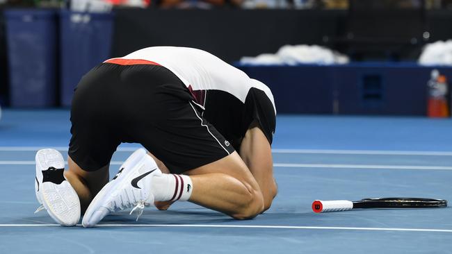 The victory was emotional for Grigor Dimitrov. Picture: Bradley Kanaris/Getty Images