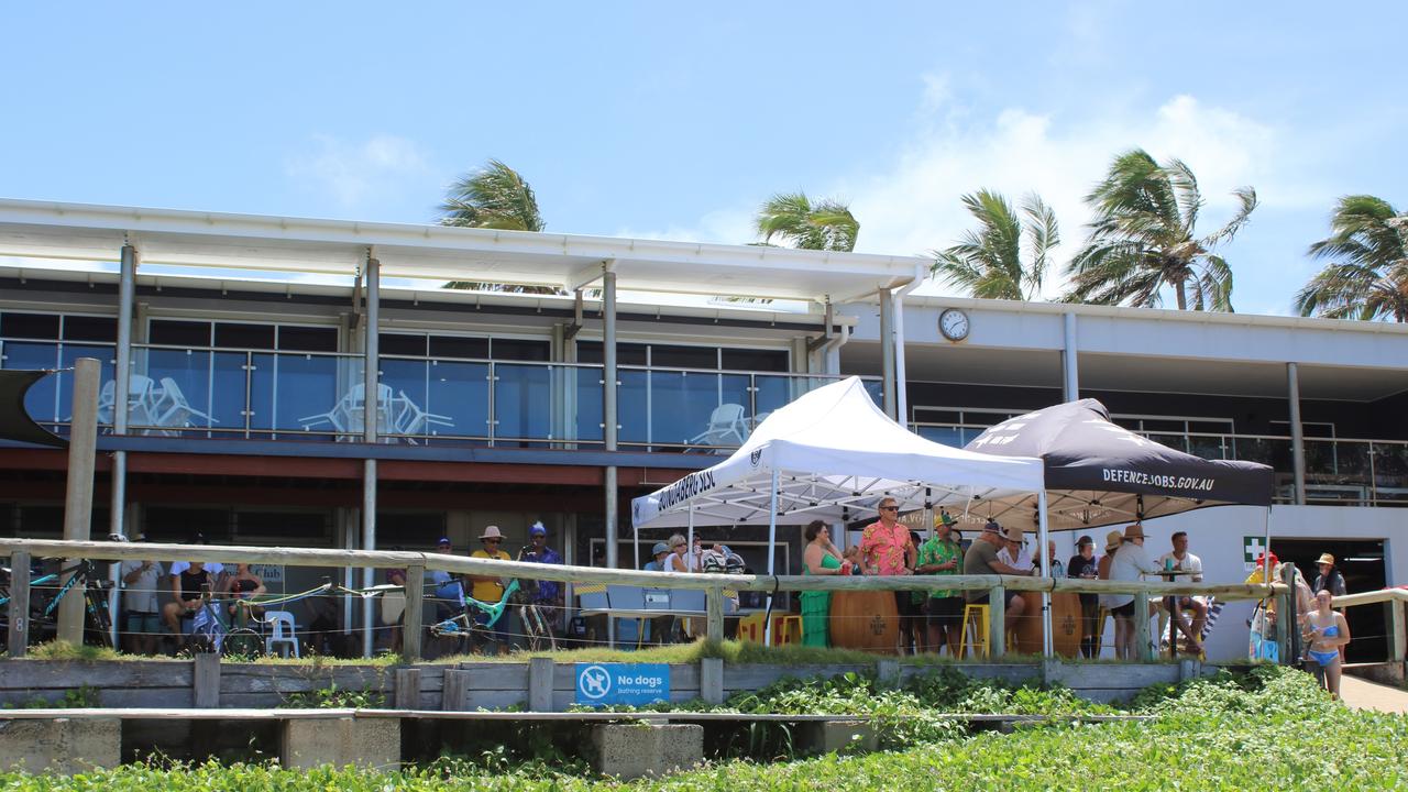 Many congregated at the Bundaberg Surf Life Saving Club during the Bundaberg Great Australian Bites festival on Australia Day 2024.