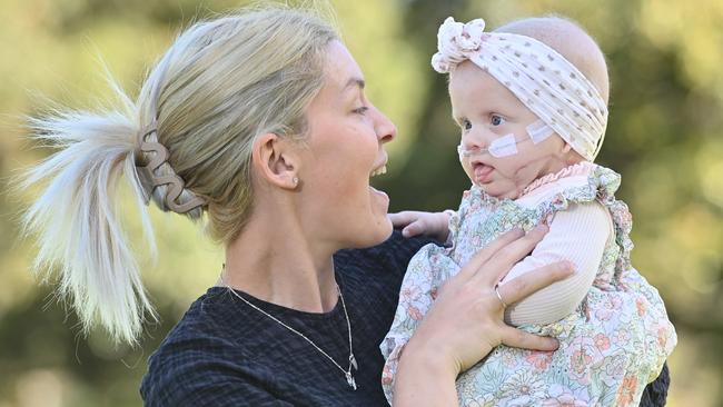 Kahli-Mai was born with an 18cm cancerous tumour and now must travel overseas for lifesaving radiation treatment. Picture: Keryn Stevens