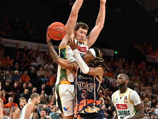 Tahjere McCall was in the thick of the action. Picture: Emily Barker/Getty Images