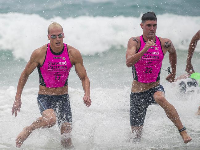 Sean Riely (L) and CJ Brenner on Day 1 of the Shaw and Partners Iron Man /Woman Series at North Burliegh. Picture: Glenn Campbell