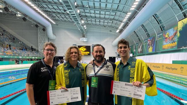 OLYMPIC BOUND: Coach Damien Jones, Issac Cooper, Coach Tim Dilger and Tom Neill.