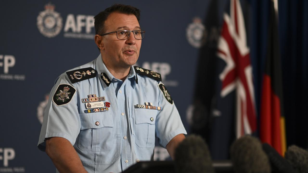 AFP Commissioner Reece Kershaw made a statement regarding the investigation into the Medibank data breach on Friday. Picture: NCA NewsWire/Martin Ollman