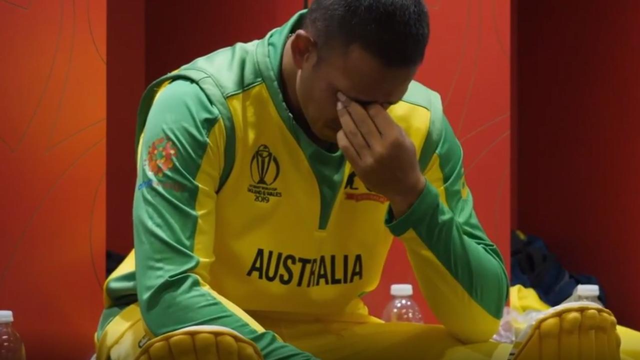 Usman Khawaja breaks down in tears after shock World Cup exit.