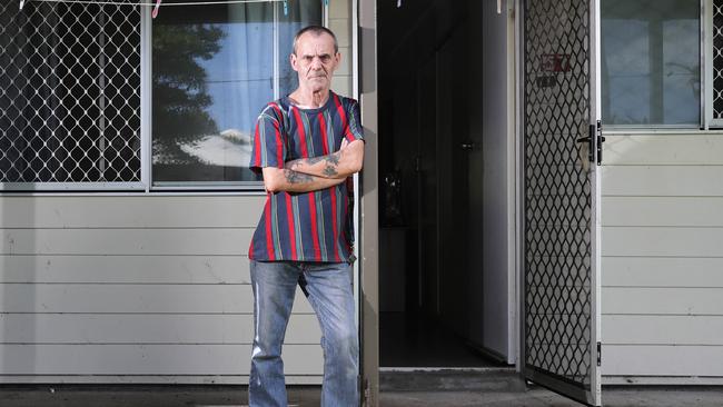 Parramatta Park Pensioner Douglas Ray Dannatt feels like a prisoner in his own apartment at night. Picture: Brendan Radke