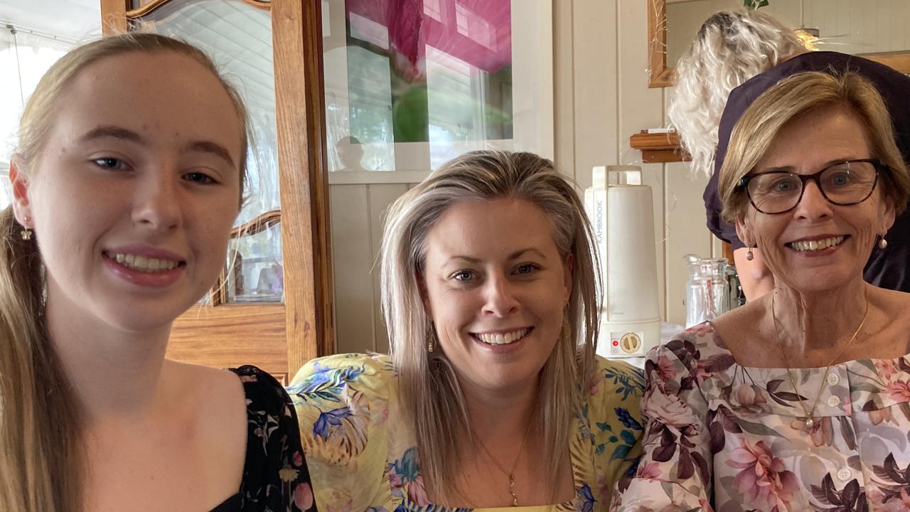 Gympie high tea for International Women's Day – Sienna James, Michelle James, and Jenny Davison.