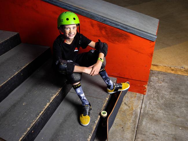 Level Up skater Asher Watt at the academy. Picture: Nigel Hallett