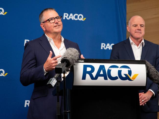 IAG managing director and chief executive Nick Hawkins and RACQ managing director and group chief executive David Carter. Photo: RACQ