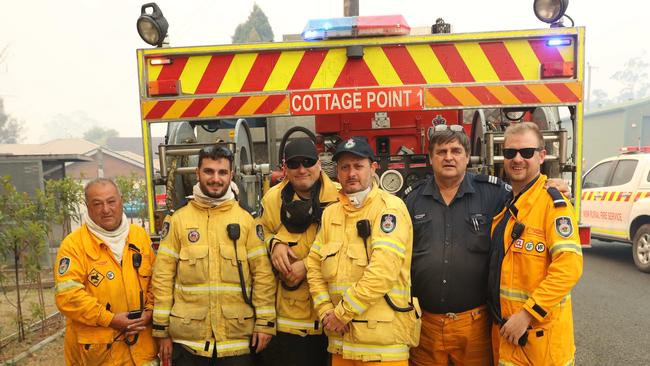 RFS captain Jon Russell and his crew from Cottage Point on the northern beaches narrowly escaped death when the fire engulfed them at Buxton. Picture: Rohan Kelly