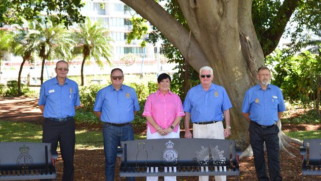 Vice President Steven Walker Ken Onslow, Acting Mayor Ann-Maree Greaney, President Warren (Pop) Duscha and Darryl Nichols with the new benches installed at ANZAC Park in Townsville.