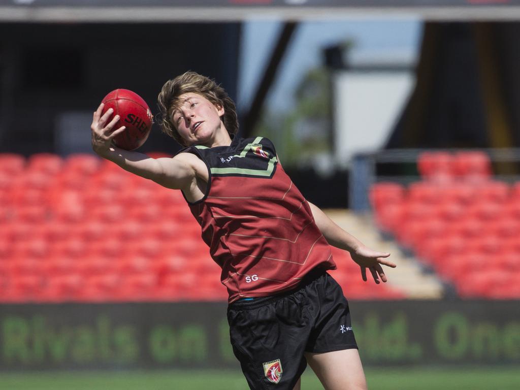Raffael Baviello in action in the Stuartholme School v St Teresa's clash in the AFLQ Schools Cup SEQ finals at People First Stadium, Cararra. picture: Glenn Campbell