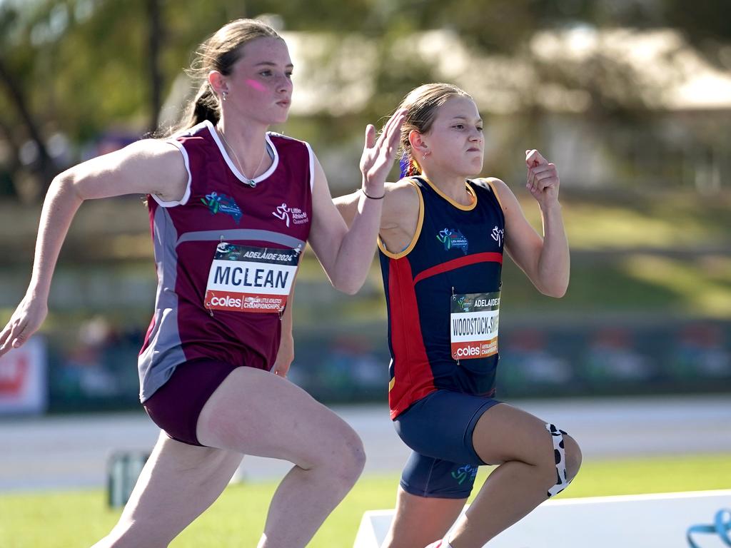 Athletes in the heats of the girls U13 100m. Picture Dean Martin