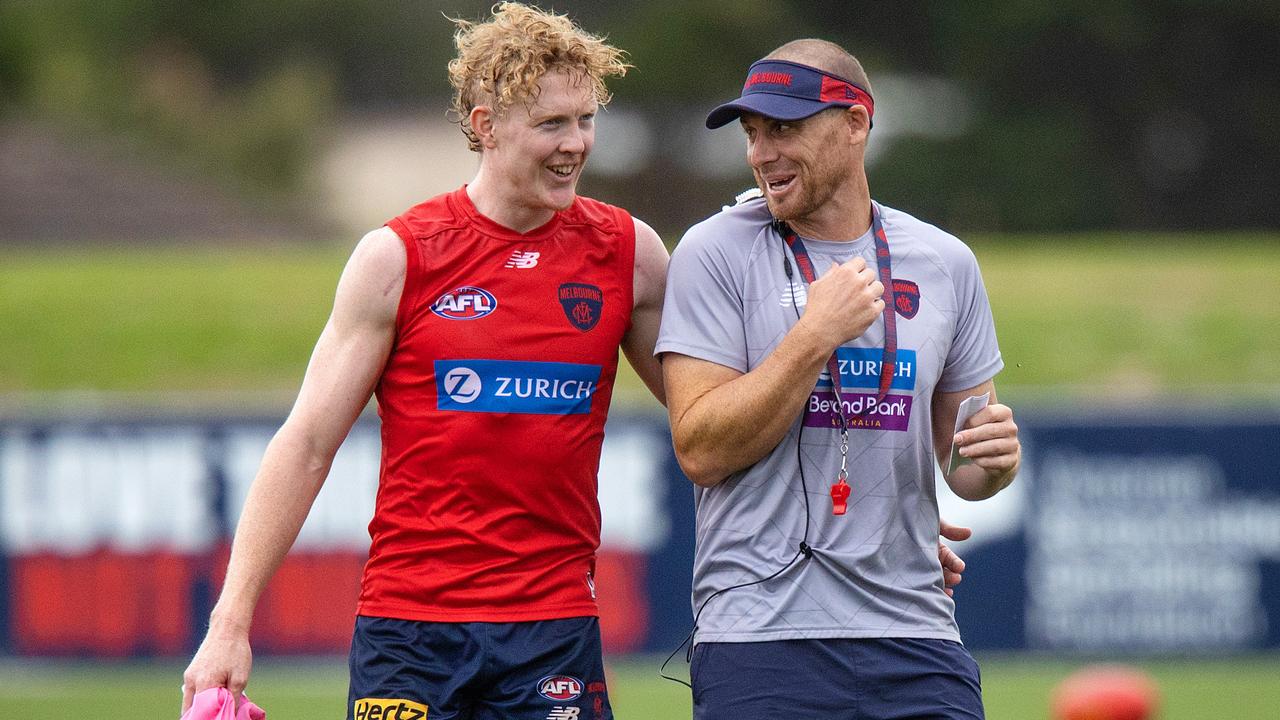 Simon Goodwin had a message for his players at the club’s best and fairest. Picture: Mark Stewart