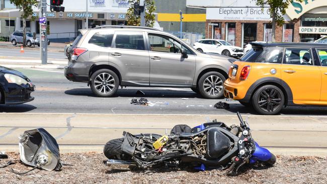 The motorbike involved in the crash Picture: Brenton Edwards